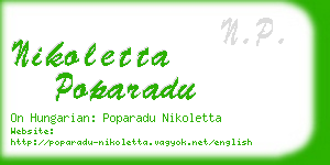 nikoletta poparadu business card